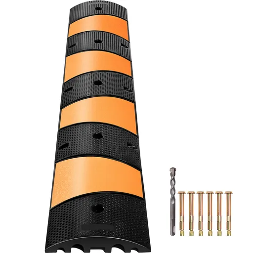 Rubber Speed Bump, 1 Pack 2 Channel Speed Bump Hump, 72.8\" Long Modular Speed Bump Rated 22000 LBS Load Capacity, 72.8 x 12.2 x 2.2 Garage Speed Bump for Asphalt Concrete Gravel Driveway-6 FT