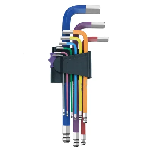 9PCS Ball End Hex Key Set,Cr-V Metric Allen Key Set, Long Hex Key Set with Size Coding 1.5-10mm for Furniture Assembly
