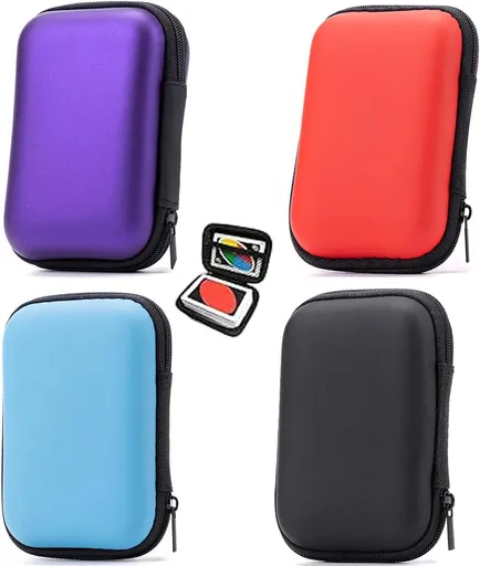4 pieces - playing card sleeves - card box - Headphone bag - Data cable storage box - 11.5*8*4 cm - EVA storage box - storage bag - portable playing card holder - card game case - card storage - waterproof - for outdoor play, camping - 4 colors