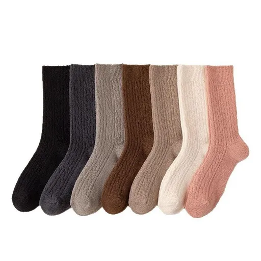 7 Pairs Women's Solid Colour Slouch Socks, Knee-High Winter Socks, Mid-Calf Casual Socks, Japanese-Inspired Style for Autumn & Winter