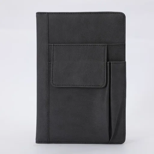 Black A5 Multi-Functional PU Leather Notebook with Pockets - Office Planner and Journal