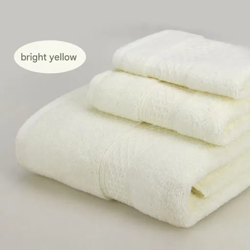3-Piece Bright yellow Towel Set - Soft Absorbent Bath, Hand & Face Towels with Jacquard Weave, Gift Set for Home, Hotel, or Gifting - Durable, Low-Lint, Machine Washable
