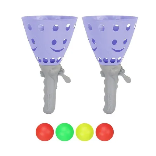 Catch Ball Game with 2 Catch Launcher Baskets and 4 Balls Purple
