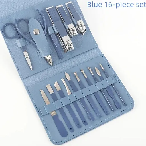 16-Piece Nail Care Set | Portable & Professional, One Box for Hand & Foot Details.BLUE