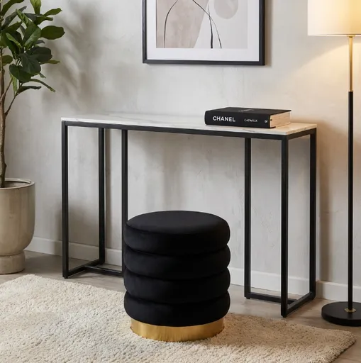 Console Table Sintered Stone Black and White 100x30x78.5cm