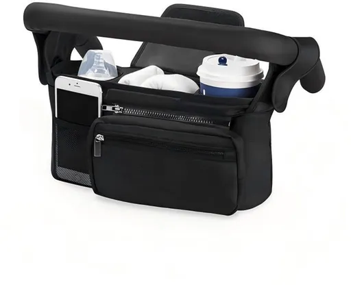 Universal storage bag for stroller - with drink holder - cup holder - stroller storage accessories - large capacity stroller bag