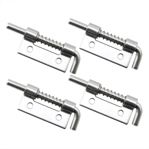 4pcs 304 Stainless Steel Flat Pin Hinge Spring Latch Movable Spring Bolt Hinge Distribution Cabinet Box Upper and Lower Door
