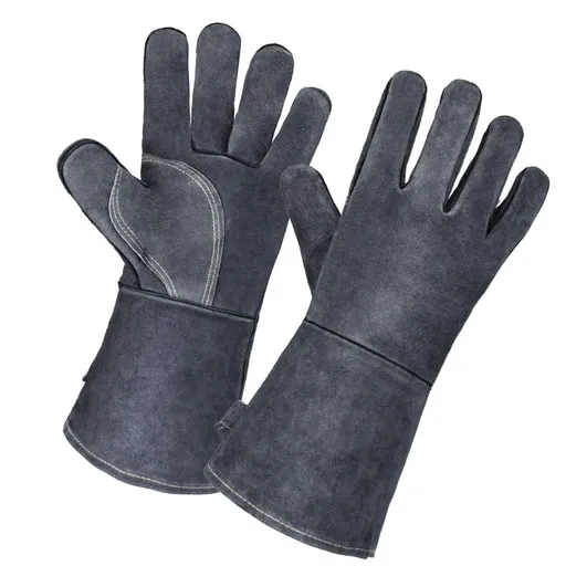 Welding Gloves 14-inch Heat Resistant Leather Grill BBQ Glove with Flame Retardant Long Sleeve and Insulated Lining