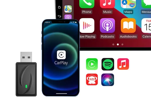 Wireless Adapter Auto Connect USB Dongle Compatible with Wired Carplay Android 2 in 1 Carplay Android Auto Plug and Play