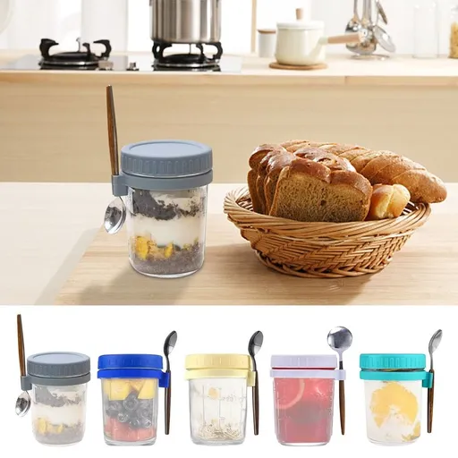 Mint Green Glass Leak-proof Overnight Oats Container