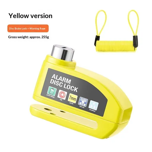 Alarm Disc Lock with Alarm 110dB, Anti Theft Waterproof Motorcycle Disc Lock with Reminder Cable, Motorcycle Wheel Lock for Moto/Moped/Bike/E-Bike/Scooter with Disc Brake