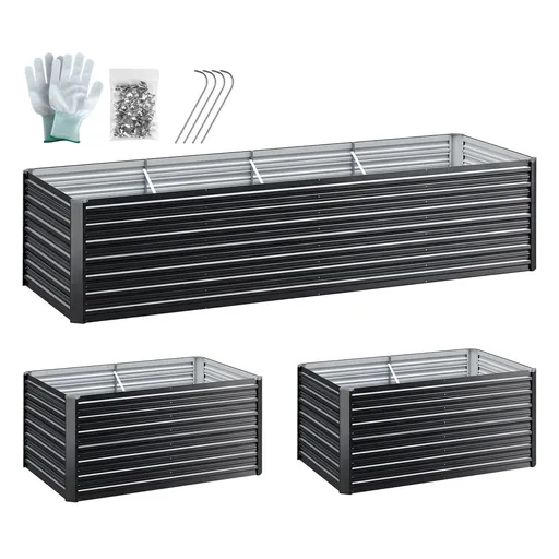 Green Fingers 2-in-1 Raised Garden Bed Kit, 320cm/160cm| 77cm Extra Deep Ergonomic Planter Box | Protect Your Back | Galvanised Steel Vegetable Flower Pot for Outdoor Garden | Includes Gloves & Pegs
