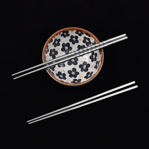 Stainless Steel Chopsticks Wind Sand Crossing 5 Pairs 5 Double Square Light Chopsticks