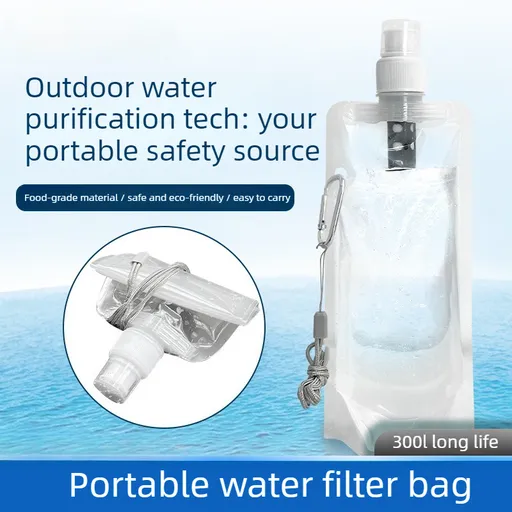 Portable Outdoor Water Filter Bag, Emergency Ultrafiltration Water Purifier, Camping and Hiking Direct-Drink Filter, Disaster Relief and Survival Water Purification Tool