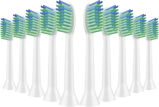 10 Pack Toothbrh Replacement Heads Compatible with 7am2m AM101/AM105 Sonic Electric Toothbrh, 10 Count (Soft-White)