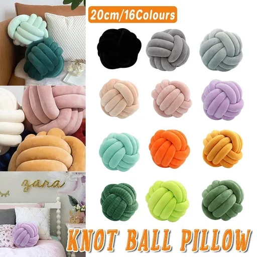 Three-Strand Braided Round Pillow Sofa Cushion Decorative Pillow for Living Room - Black