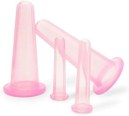 4PCS Facial Cupping Set for Face, Pink Massage Cupping Set Silicone Mini Facial Cups Face Helper Skin Care Neck Back Eyes Massaging Cup
