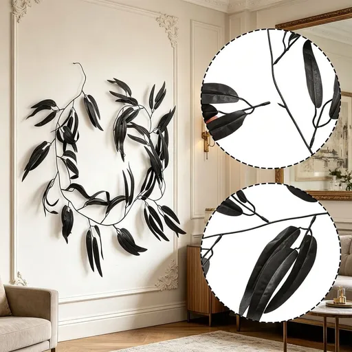 Halloween Black Willow Leaf Garland Artificial Hanging Vine for Fireplace Mantel Front Door Stair Railing Wall Party Indoor Outdoor Home Decor 81.4 inch