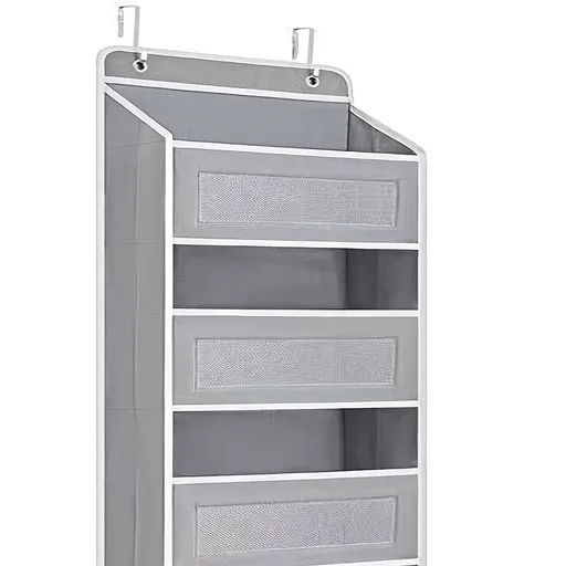Storage Marvel in Black & Gray — 3-Tier Over-the-Door Organizer with 3 Large Pockets. Sturdy and Anti-Tip Design for Strong Load-Bearing. A Neat Solution for Bedroom, Bathroom & Storage Room.(GREY))