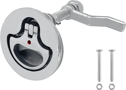 Boat Cam Latch Flush Pull Hatch Lift Stainless Steel with Back Plate Fasteners Screws