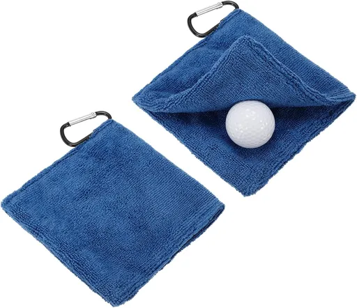 Small Microfiber Golf Towel with Clip (for Bag/Cart/Club – Cleaning Accessory – Men/Women) – 5.51 Inches (approx. 14 cm), 2-Pack,Dark blue