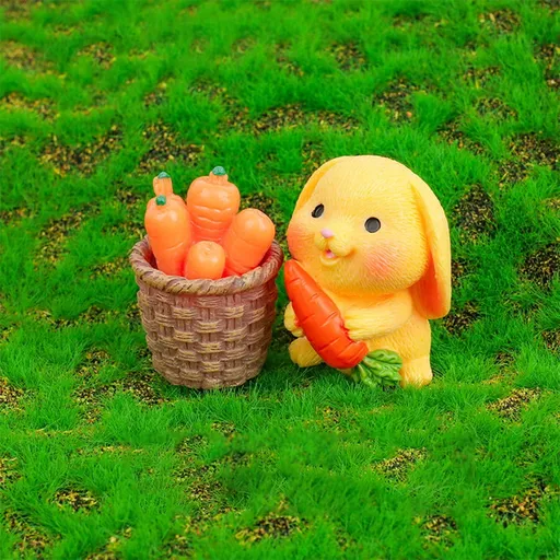 8Pcs Resin Craft Rabbit Miniatures Yellow Bunny Figurines for Home Garden Easter Decoration