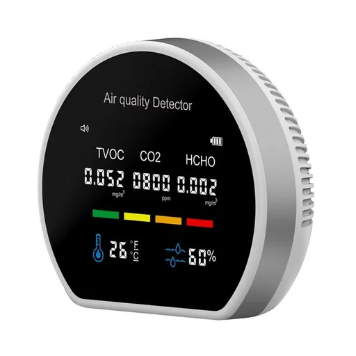 Air Quality Monitor Indoor Accurate Air Tester Detector CO2 HCHO TVOC Temperature Humidity Alarm ON/OFF