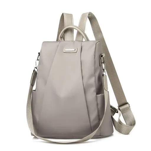 Women Fashion Backpack Purse Multi Pockets Nylon Anti-theft Casual Lightweight Travel Shoulder Bag （khaki）