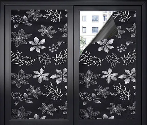 Window Film - Blackout Window Film - Blackout Window Film - Sun Protection - Anti-glare - Adhesive Window Film - Blackout Cloth - Black - Including scraper - Easy installation - Window sticker - 45x100cm - Supplied with self-adhesive backing - E