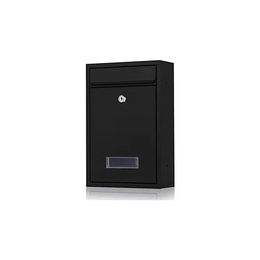 Galvanized Steel Mailbox With Key And Name Plate (Black)