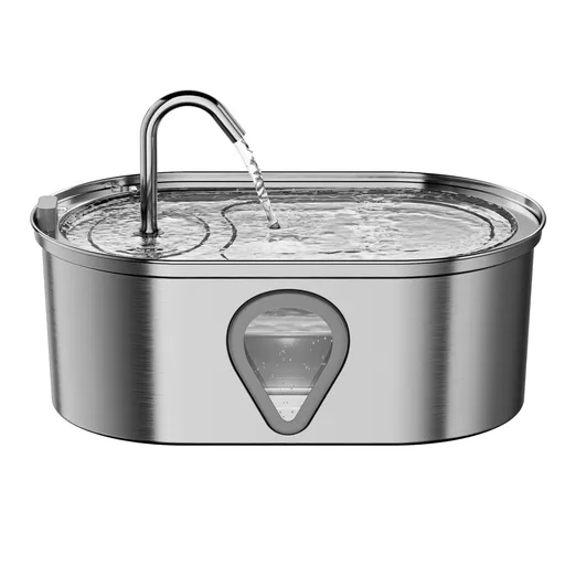 Large Capacity Automatic Stainless Steel Pet Water Dispenser,Water Level Window,Provides Flowing Water,Ultra Quiet Pump