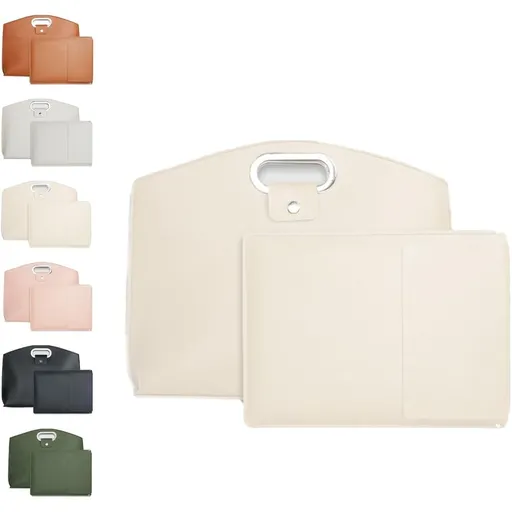 Laptop Tote Bag Set Waterproof Leather 2-Piece 14-16 Inch Brown Gray Beige Pink Black Green