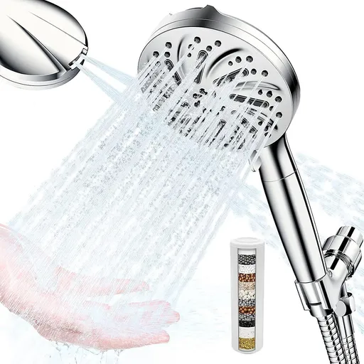 Shower Head with 15-Stage Filter, 10 Jet Modes, Anti-Limescale