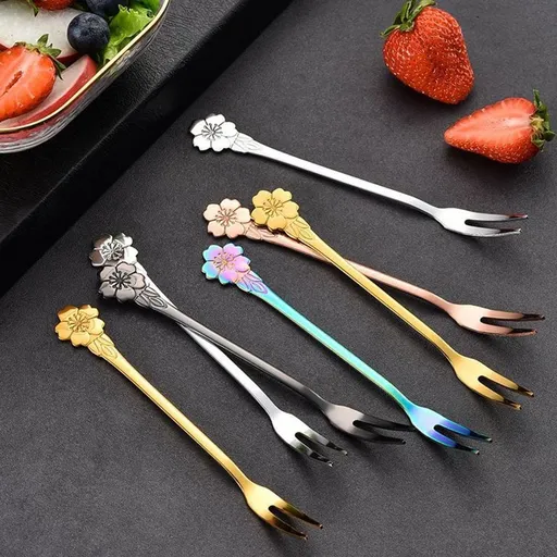 10Pcs Reusable Stainless Steel Fruits Forks for Home Kitchen Appetizer and Dessert