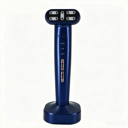 Blue EMS Eye Massager with Heat and Light Therapy - 360 Rotating Head, Multi-Color LED, Vibration Facial Device, USB Rechargeable Skincare Tool for Dark Circles and Puffy Eyes