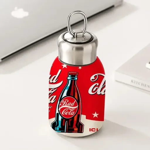 Vintage Cola Bottle Insulated Mug – Mini & Portable, 12Hr Temp Retention, Cute Desk Essential, Perfect Gift for Commute, Picnic & Daily Use