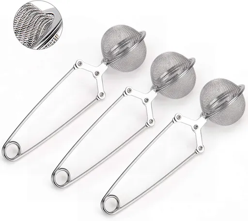 Snap Ball Tea Strainer, 3 Pack Premium Stainless Steel Tea Infuser with Handle for Loose Leaf Tea Fine Mesh Tea Balls Filter Infusers