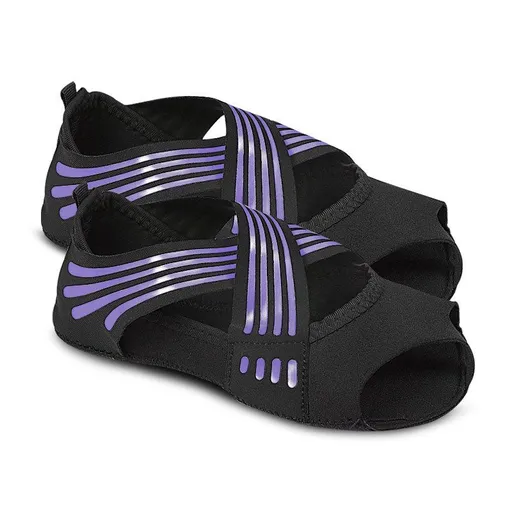Women's Toeless Yoga Socks Non Slip Grip Pilates Barre Ballet Dance Workout Fitness Socks Purple - S