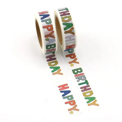 2pcs Masking tape, craft supplies, scrap tape, DIY craft, decorative tape (Happy Birthday), cake decoration stickers