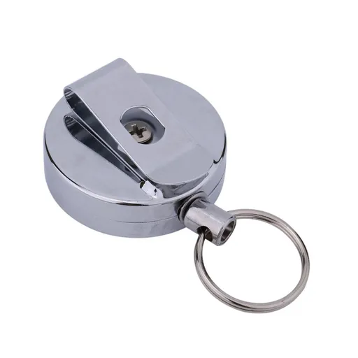 2Pack Heavy Duty Retractable Badge Holder Reel, Metal ID Badge Reel with Clip & Key Ring for ID Key Card Badge & Name Card Keychain
