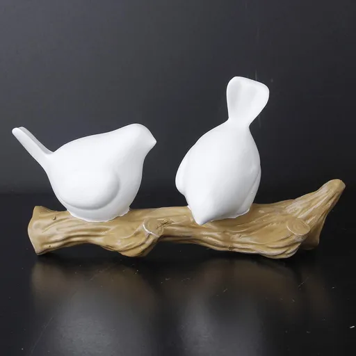 Resin Decorative Birds On Tree Branch Decor Wall Mounted Coat Rack Art Decor Hanger for Coats/Hats/Keys (2 Hooks, White)