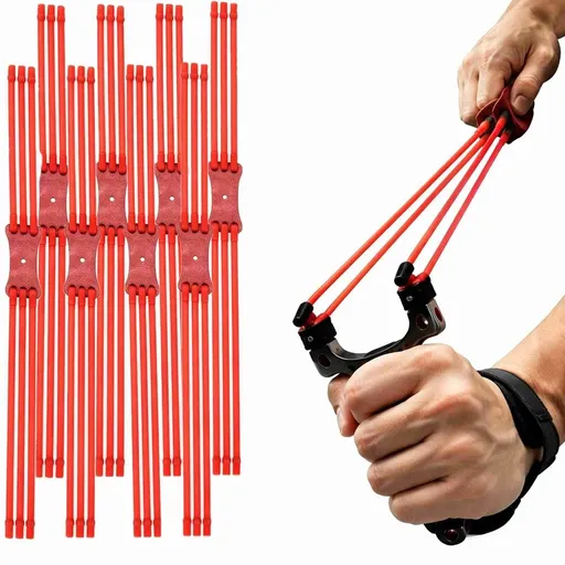 Three Strand Slingshot Bands - High Elastic Latex Replacement Bands for Professional Slingshots, 4 Pack Heavy Duty Rubber Bands for Outdoor Use(Red)