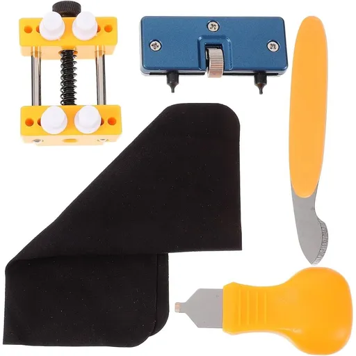 4-Piece Watch Repair Tool Set, Adjustable Holder and Back Case Opener for Professional Use