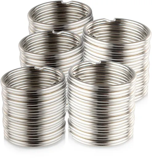 50-Pack 30 mm Stainless Steel Split Key Rings, Silver Metal Keychain Rings