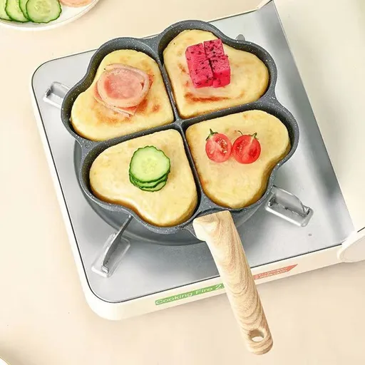 Black Wooden Handle Egg Pan Nonstick Multifunctional Frying Pan for Home Use