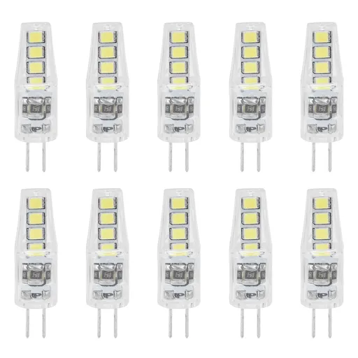 10Pcs G4 8LED Light 2835 Lamp Chips 2W 360 Angle PC Lamp Bulb for Home Office 220VWhite Light