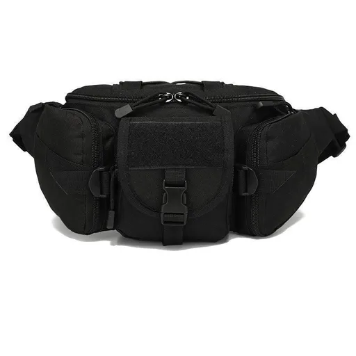 Utility Tactical Men Waist Bag Pack Pouch Military Hiking Camping Belt Bag Au - Black