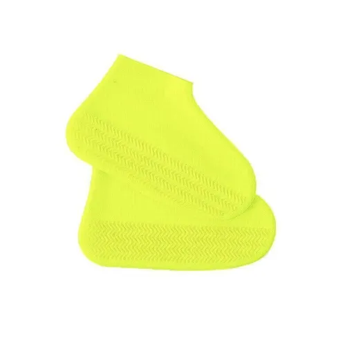 Shoe Cover Waterproof Silicone Non Slip Rain Water Rubber Foot Boot Overshoe L Size - Yellow