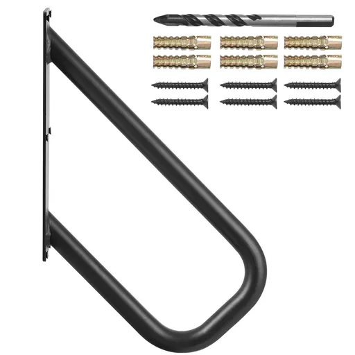 Handrails for Outdoor Steps, 18.9" Length 1.3"Pipe Wall Mount Safety Railings for 1-2 Steps, Stair Handrail with Matte Black Finished,for Garden,Yard and Garage & Elderly,Pregnant Women, Disable