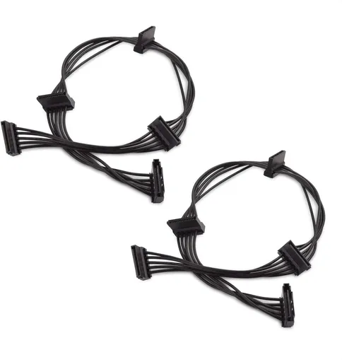 2-Pack 15 Pin SATA to 4 SATA Power Splitter Cable - 18 Inches